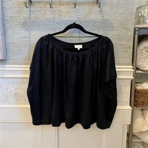 Medium / large Anthropologie Deletta cape swingy blouse top Black loose fit